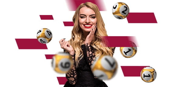 Blonde lady and lottery balls. Introducing Betway Lucky Numbers